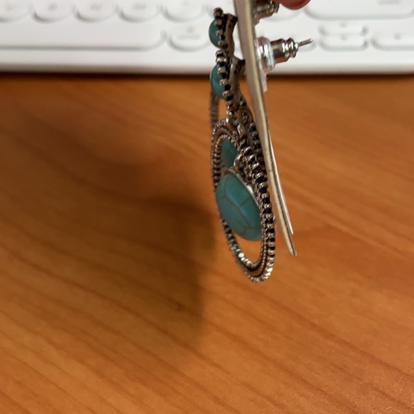 Bohemian blue and silver earrings - Picture 4 of 5